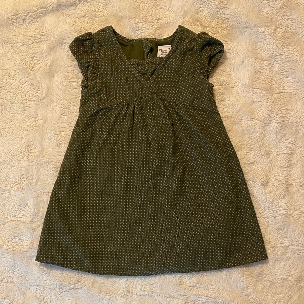 Baby Gap Corduroy Green Polka Dot dress